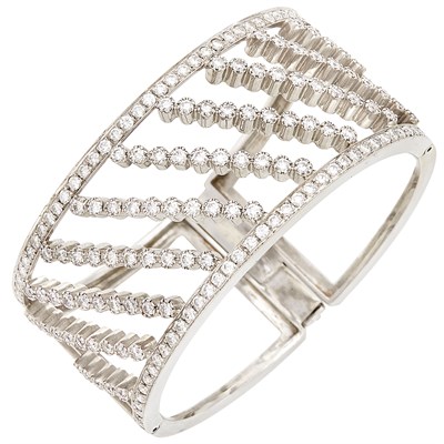 Lot 272 - White Gold and Diamond Cuff Bangle Bracelet
