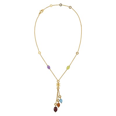 Lot 238 - Pair of Gold and Colored Stone 'B. Zero1' Earrings and Necklace, Bulgari