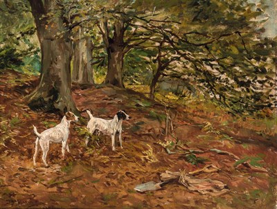 Lot 9 - John Emms British, 1843-1912 Two Terriers in a...