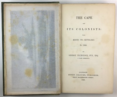 Lot 166 - NICHOLSON, GEORGE The Cape and its Colonists:...