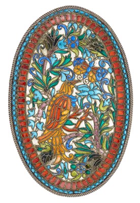 Lot 181 - Russian Silver and Plique-à-Jour Enamel Tray...