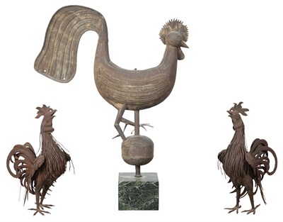Lot 444 - Pair of Patinated and Oxidized Metal Figures...