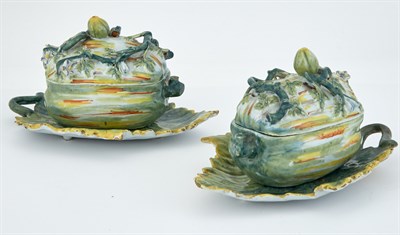 Lot 251 - Pair of Delft Polychrome Faïence Melon Tureens...