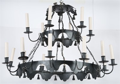 Lot 423 - Painted Metal Two-Tier Eighteen-Light...