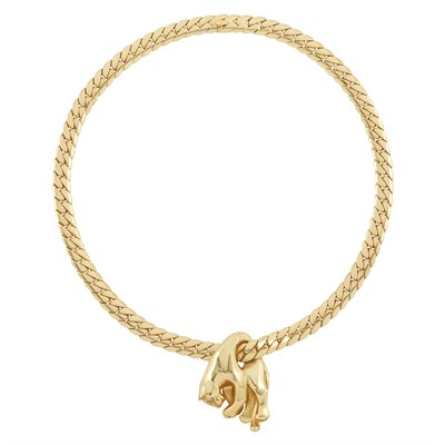 Lot 412 - Gold and Diamond Panther Pendant Necklace, Cartier, France