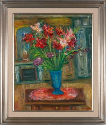 Lot 1095 - Jacques Zucker American, 1900-1981 Red Flowers...