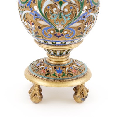 Lot 160 - Pair of Russian Silver-Gilt and Cloisonné...
