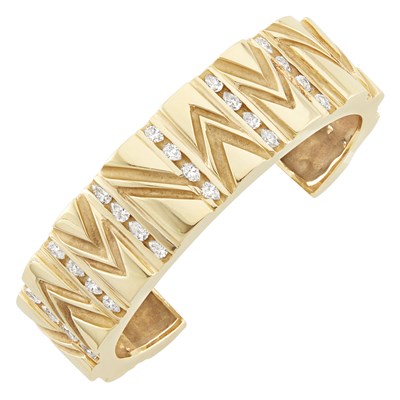 Lot 206 - Gold and Diamond Cuff Bracelet