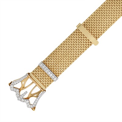 Lot 473 - Gold, Platinum and Diamond Belt