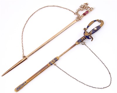 Lot 340 - Two Jeweled and Enameled Gold and Gilt-Metal...