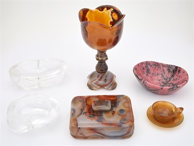 Lot 213 - Group of Six Hardstone Table Articles Height...