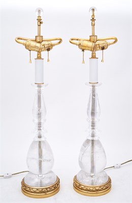 Lot 347 - Pair of Rock Crystal and Gilt-Metal Lamps Of...