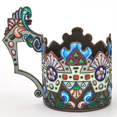 Lot 223 - Russian Silver and Cloisonné Enamel Small Tea...