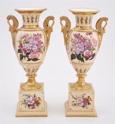 Lot 307 - Pair of Paris Porcelain Gilt and Floral...