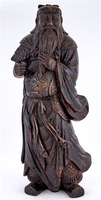 Lot 69 - Chinese Black Lacquered Wood Figure of a...