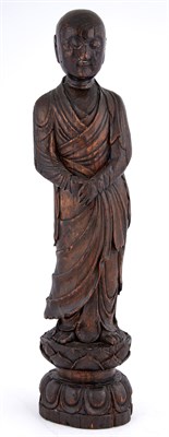 Lot 13 - Japanese Carved Wood Figure of Buddha...