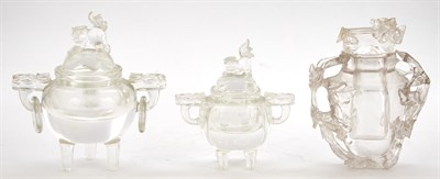 Lot 86 - Two Chinese Rock Crystal Covered Censers The...