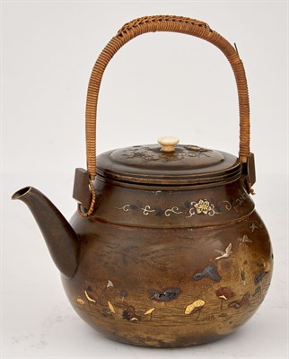 Lot 16 - Japanese Mixed Metal Inlaid Bronze Teapot...