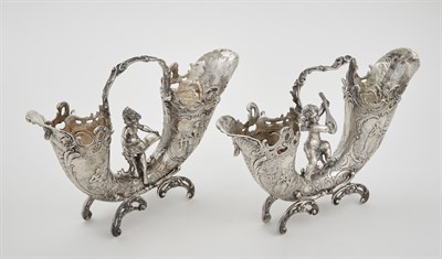 Lot 272 - Pair of German Silver Double-Horn Vases Circa...