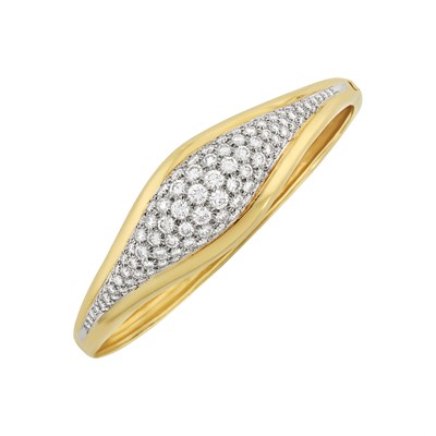 Lot 416 - Gold and Diamond Bangle Bracelet