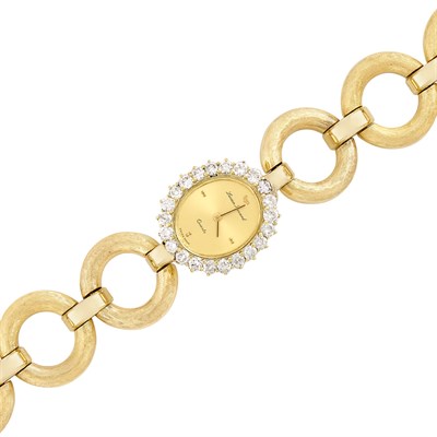Lot 228 - Gold and Diamond Bracelet-Watch, Lucien Piccard