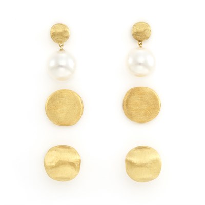 Lot 1551 - Three Pairs of Gold and Freshwater Pearl Earrings, Marco Bicego