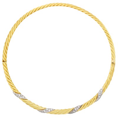 Lot 434 - Gold, Platinum and Diamond Collar Necklace