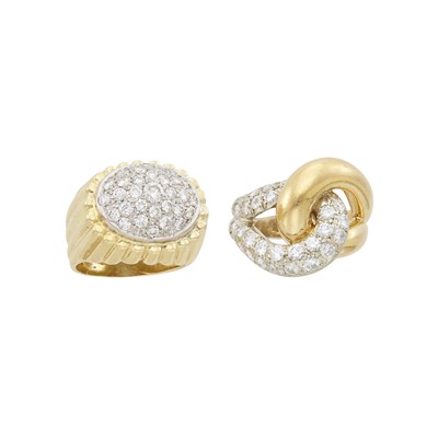 Lot 2058 - Two Two-Color Gold and Diamond Rings