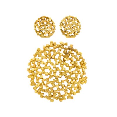 Lot 172 - Gold Brooch and Pair of Earclips, John Donald