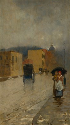 Lot 2028 - Rubens Santoro Italian, 1859-1942 Rainy Day...