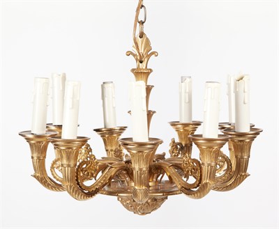 Lot 460 - Empire Style Ormolu Eight-Light Chandelier...