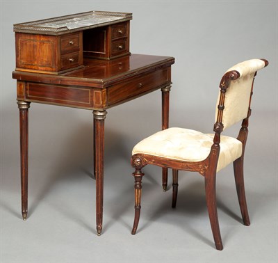 Lot 515 - Louis XVI Style Brass Inlaid Mahogany Bureau;...