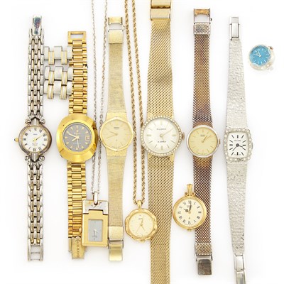 Lot 1574 - Group of Metal Wristwatches, Ring-Watch and Fragments