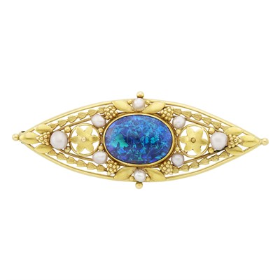 Lot 16 - Gold, Opal and Pearl Brooch