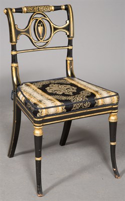 Lot 272 - Set of Eight Regency Black-Japanned and Parcel-...