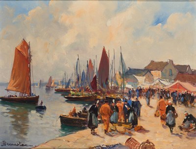 Lot 21 - Eugene Demester French, b. 1914 Coastal Harbor...