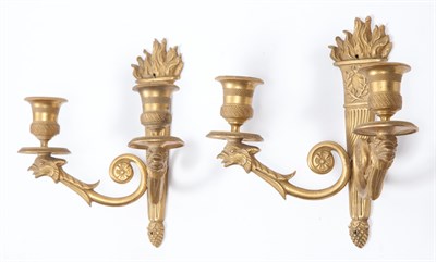 Lot 415 - Pair of Empire Style Gilt-Metal Two-Light...