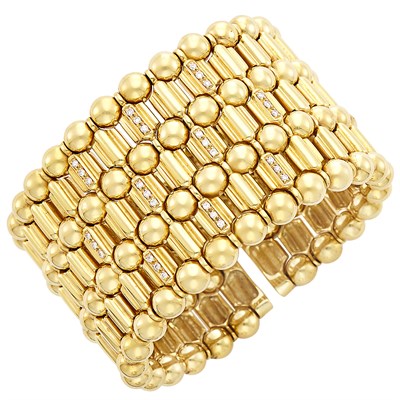 Lot 300 - Gold and Diamond Cuff Bracelet