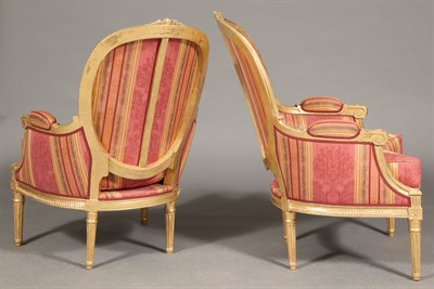 Lot 532 - Pair of Louis XVI Style Giltwood Bergères...