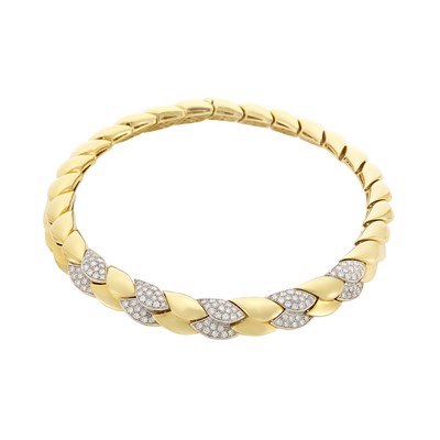 Lot 310 - Two-Color Gold and Diamond Necklace