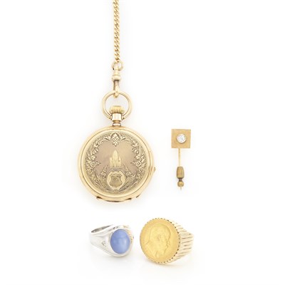 Lot 1669 - Group of Gentleman's Gold Jewelry