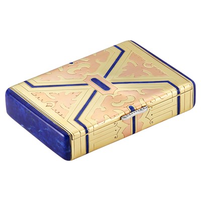 Lot 350 - Two-Color Gold, Platinum, Enamel and Diamond Box, Yard