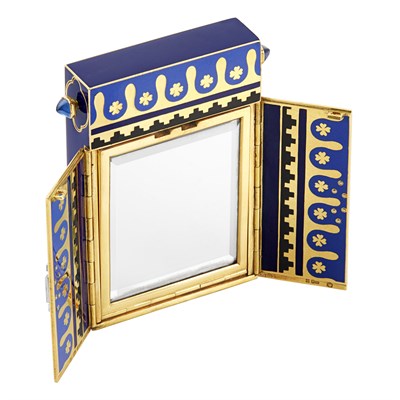 Lot 349 - Gold, Platinum, Enamel, Diamond and Sapphire Vanity, Janesich, France