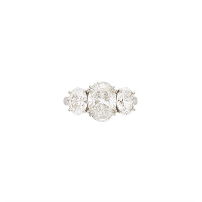 Lot 409 - Platinum and Three Stone Diamond Ring, Harry Winston