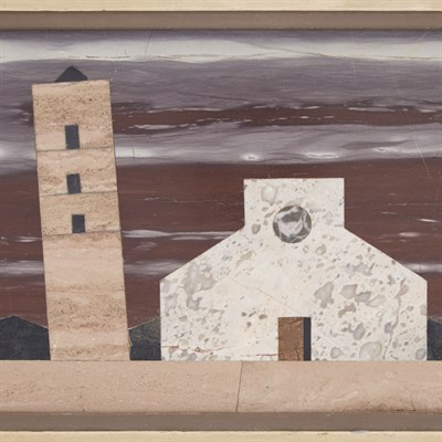 Lot 518 - Framed Pietra Dura Landscape Plaque Attributed...