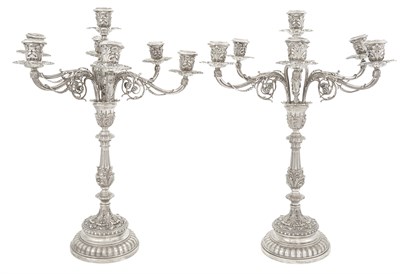 Lot 337 - Pair of Mario Buccellati Silver Seven-Light...