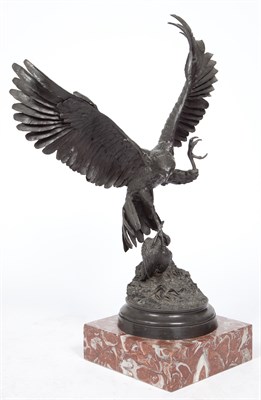 Lot 479 - Dark Patinated Bronze Group of an Eagle and...