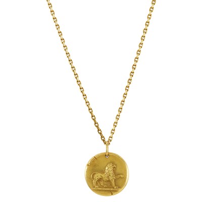 Lot 405 - Gold Zodiac Pendant and Chain, Van Cleef & Arpels
