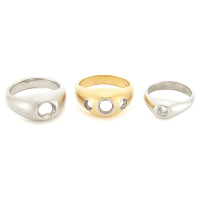 Lot 1517 - Three Platinum and Gold Ring Mountings