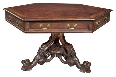Lot 282 - Victorian Oak Library Table by T. H. Filmer...